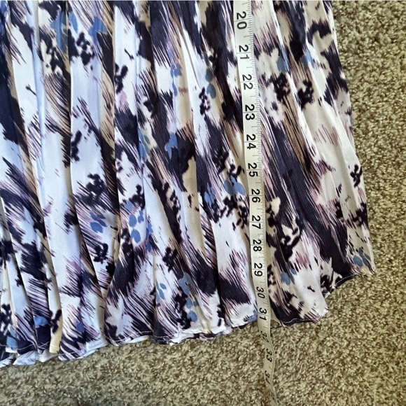 🦋 Time and Tru White Purple Blue Pleated Midi Skirt Medium - Picture 5 of 5